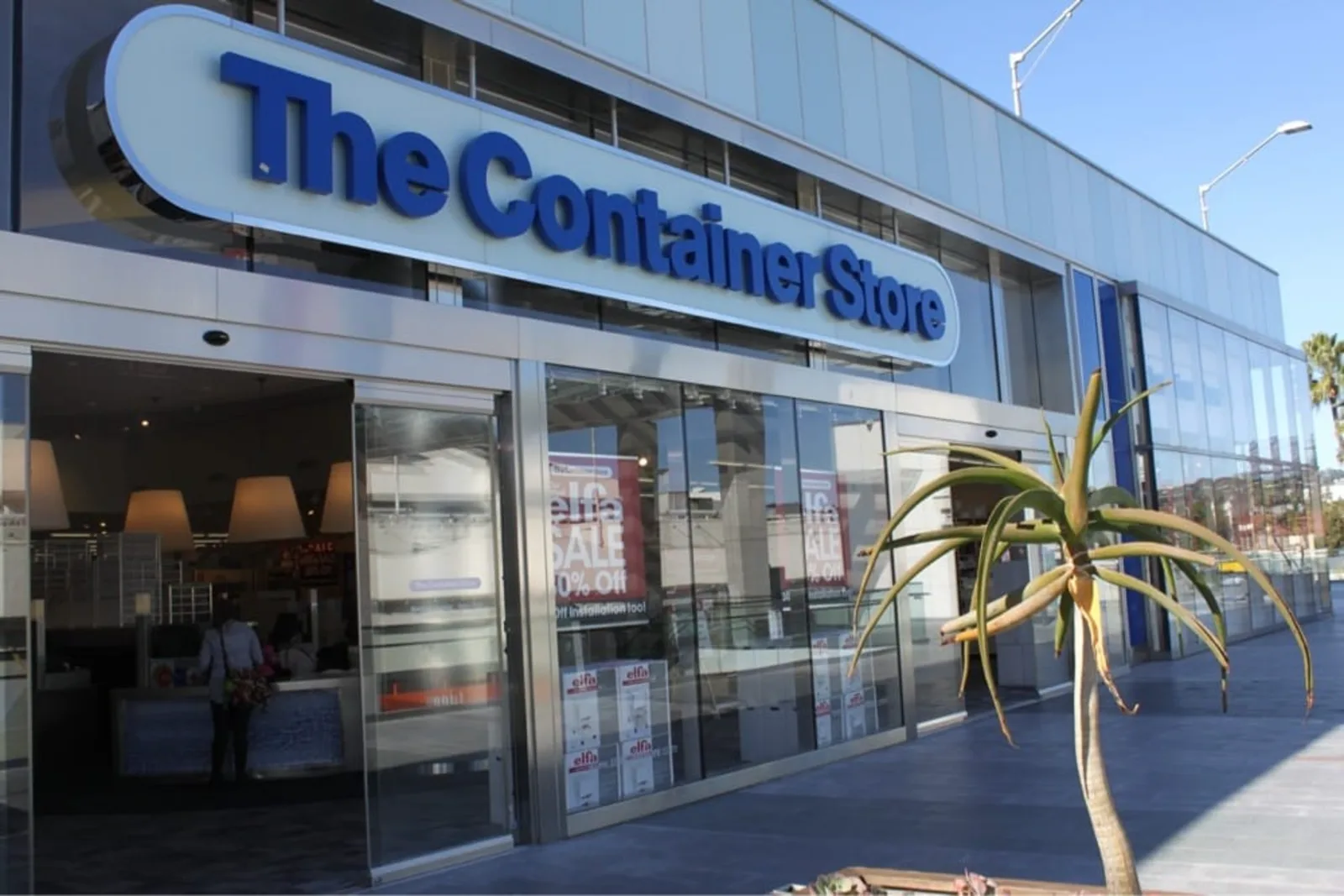 The Container Store exterior storefront signage installation