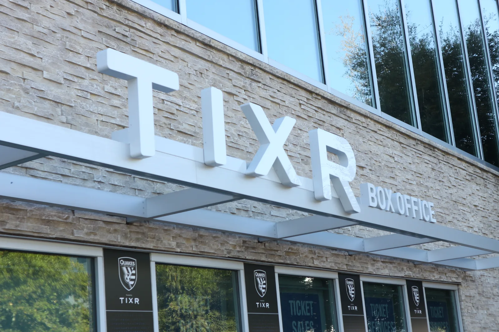 TIXR exterior building signage installation by Pacific Sign Systems